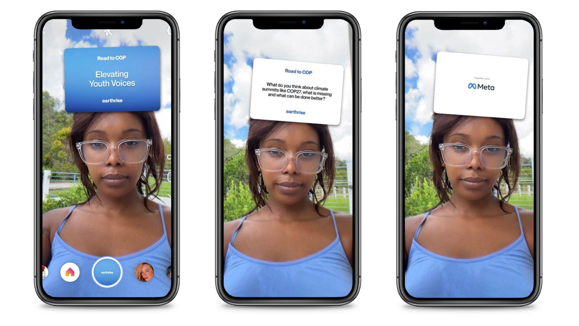 Screenshots of AR filter being used
